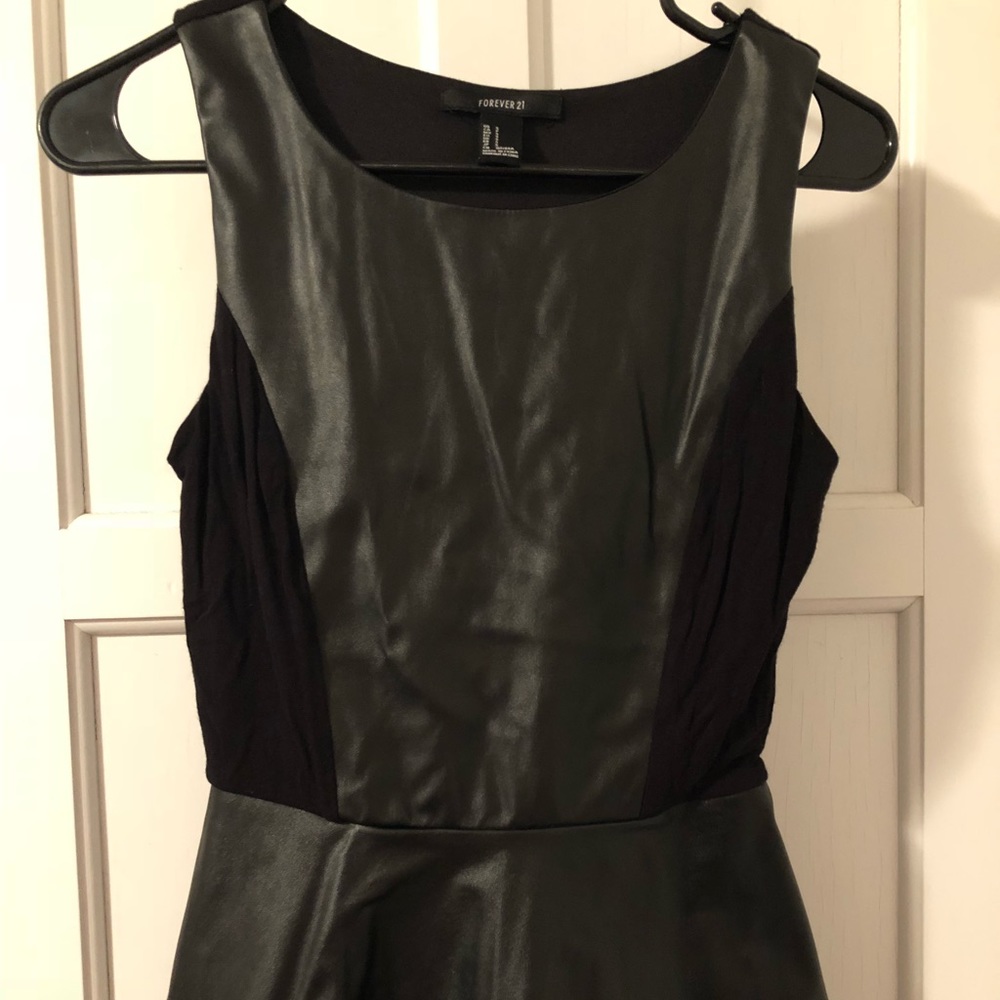 Faux leather black peplum tank